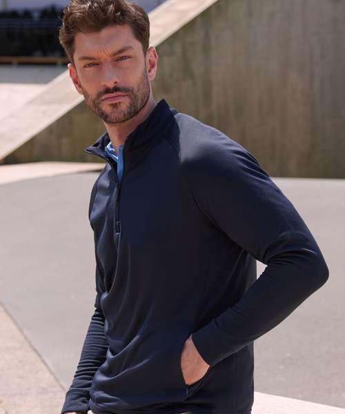 ¼ zip top with wicking finish