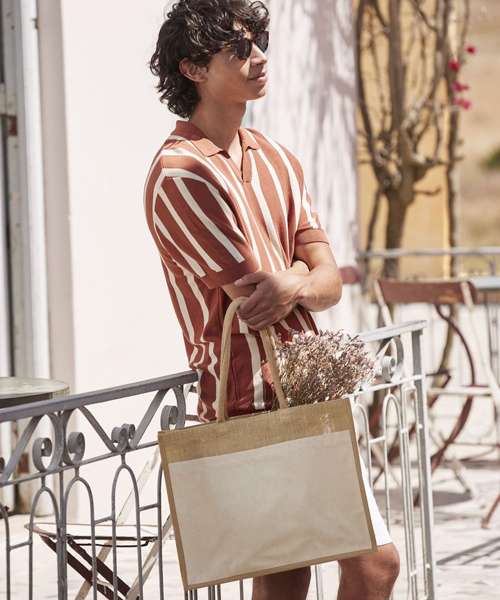 Cotton pocket natural starched jute shopper